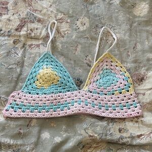 Crochet Triangle Bralette in Pastel Mix
